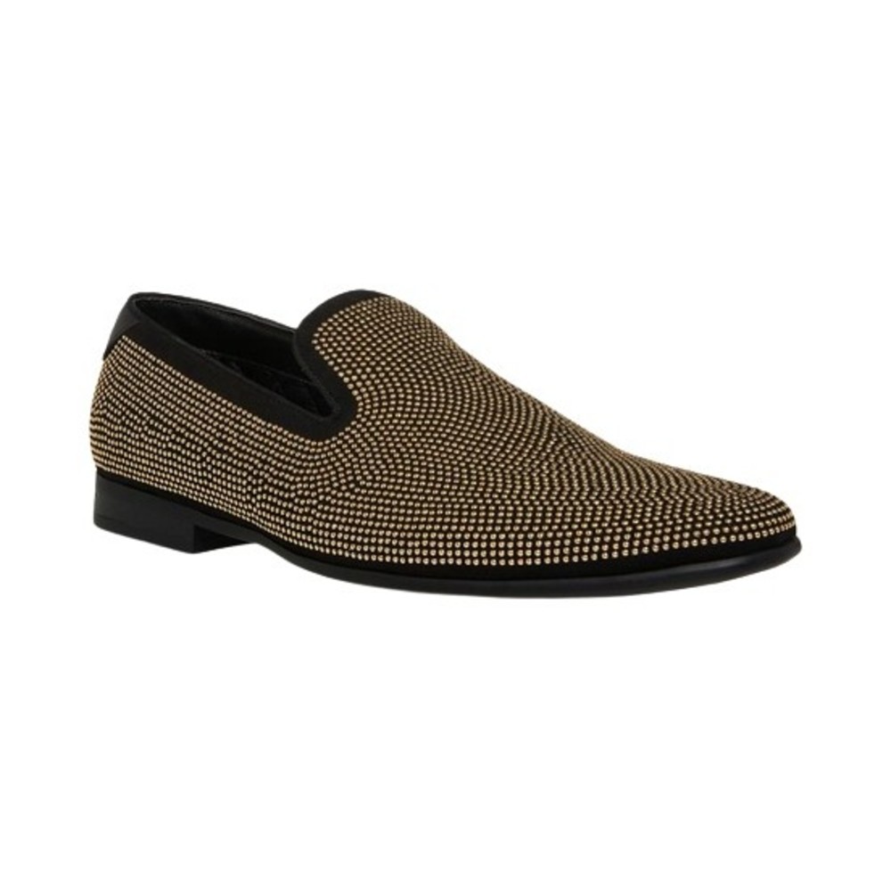 Steve Madden Mezmoryz Loafers Mens 9 Black Gold Studded Slip On Shoes NWB - Picture 3 of 14